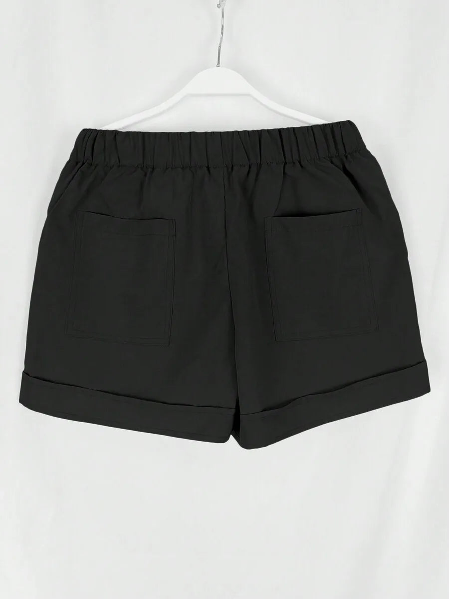 Women's Solid Color Drawstring Waist Casual Shorts For Vacation