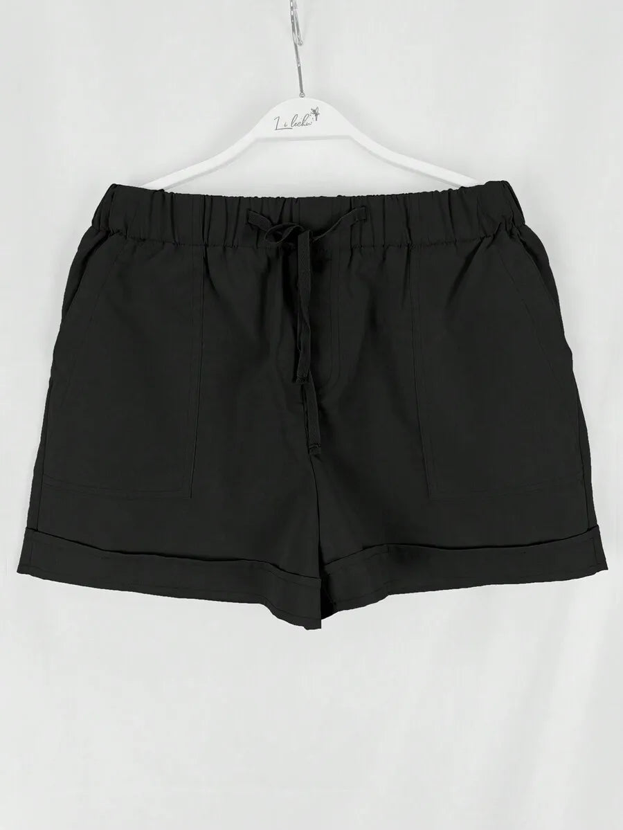 Women's Solid Color Drawstring Waist Casual Shorts For Vacation